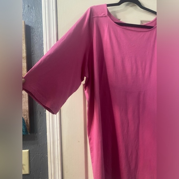 Roamans  square neck /4  Sleeve Long T-Shirt Red Plus Size 1X 22/24 - Picture 3 of 9